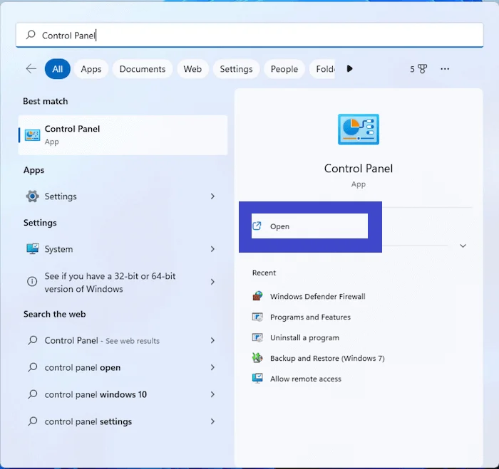 start-control-panel