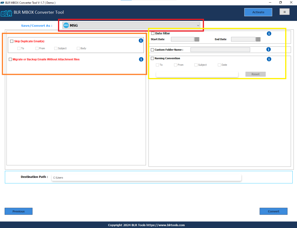 select-msg-format-to-convert-mbox-to-msg