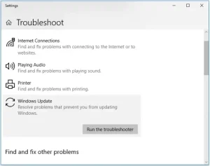 Run Windows Update Troubleshooter